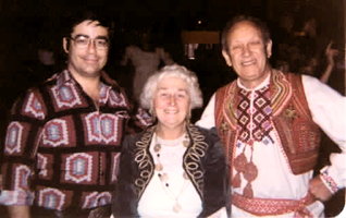 Dick Oakes, Myrtle Hoppe, and Vyts Beliajus, VILTIS Party 22 Oct 1977