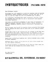 Dick Oakes' Instructours Letter